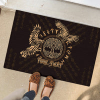 Personalized Odin's Celtic Raven Rubber Doormat Gold Scandinavian Tattoo - Wonder Print Shop