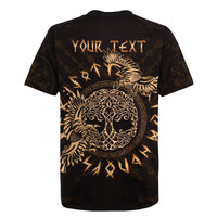 Personalized Odin's Celtic Raven Rugby Jersey Gold Scandinavian Tattoo - Wonder Print Shop