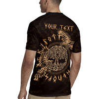Personalized Odin's Celtic Raven Rugby Jersey Gold Scandinavian Tattoo - Wonder Print Shop