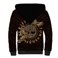 Personalized Odin's Celtic Raven Sherpa Hoodie Gold Scandinavian Tattoo - Wonder Print Shop