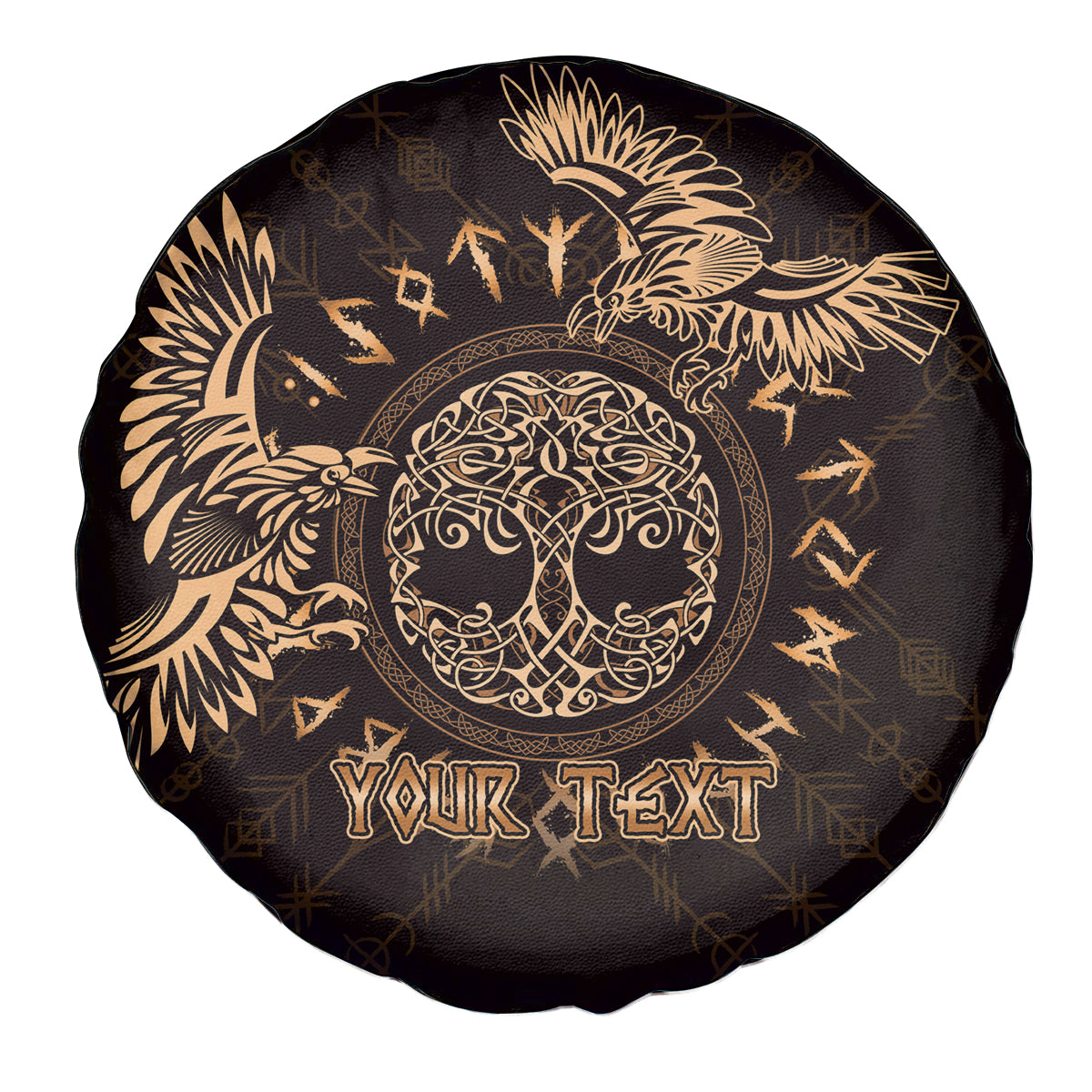 Personalized Odin's Celtic Raven Spare Tire Cover Gold Scandinavian Tattoo - Wonder Print Shop