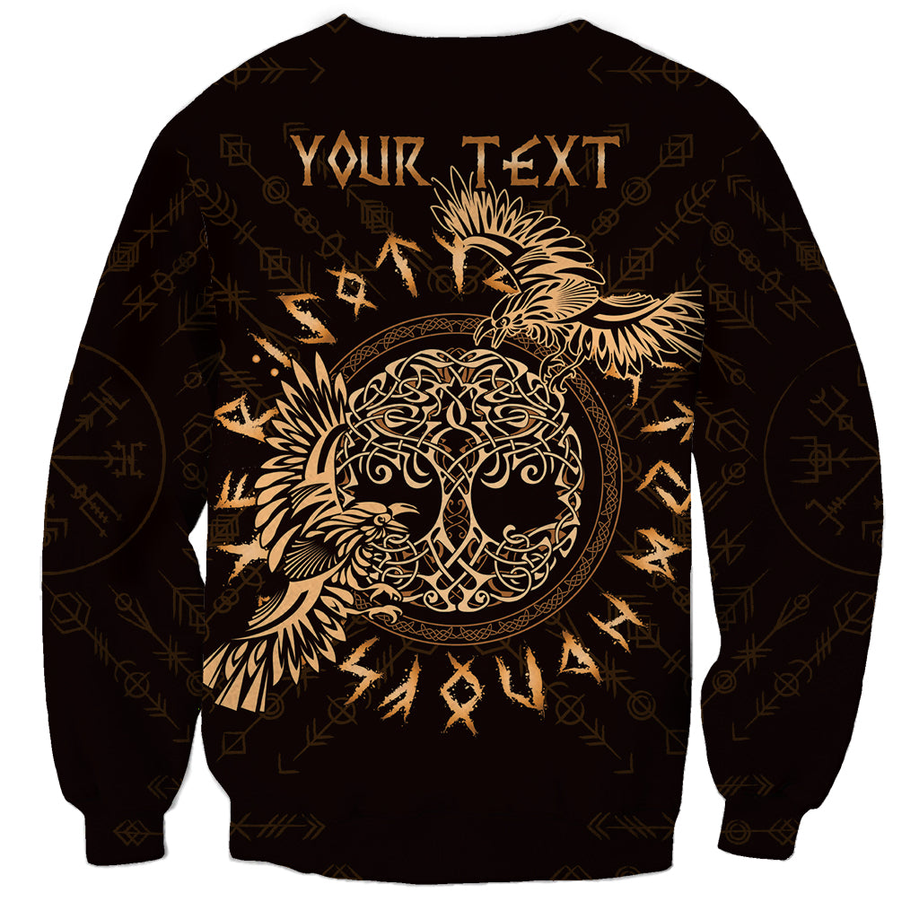 Personalized Odin's Celtic Raven Sweatshirt Gold Scandinavian Tattoo - Wonder Print Shop