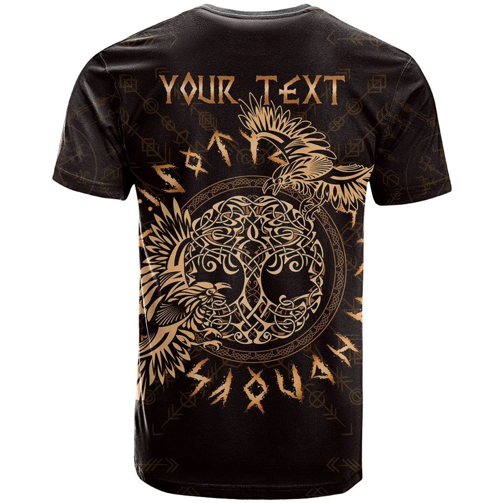 Personalized Odin's Celtic Raven T Shirt Gold Scandinavian Tattoo - Wonder Print Shop