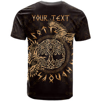 Personalized Odin's Celtic Raven T Shirt Gold Scandinavian Tattoo - Wonder Print Shop