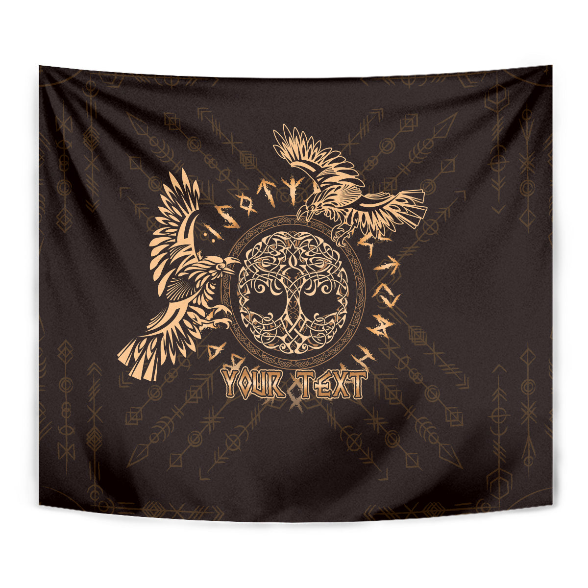 Personalized Odin's Celtic Raven Tapestry Gold Scandinavian Tattoo - Wonder Print Shop