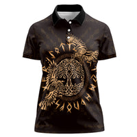 Personalized Odin's Celtic Raven Women Polo Shirt Gold Scandinavian Tattoo - Wonder Print Shop