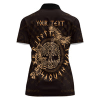 Personalized Odin's Celtic Raven Women Polo Shirt Gold Scandinavian Tattoo - Wonder Print Shop