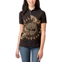 Personalized Odin's Celtic Raven Women Polo Shirt Gold Scandinavian Tattoo - Wonder Print Shop
