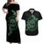 Personalized Odin's Celtic Raven Couples Matching Off Shoulder Maxi Dress and Hawaiian Shirt Green Scandinavian Tattoo LT9 - Wonder Print Shop