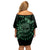 Personalized Odin's Celtic Raven Family Matching Off Shoulder Short Dress and Hawaiian Shirt Green Scandinavian Tattoo LT9 - Wonder Print Shop