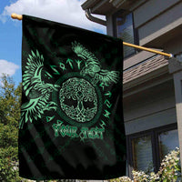 Personalized Odin's Celtic Raven Garden Flag Green Scandinavian Tattoo - Wonder Print Shop