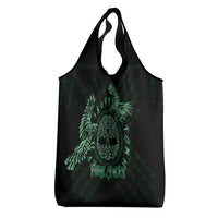 Personalized Odin's Celtic Raven Grocery Bag Green Scandinavian Tattoo
