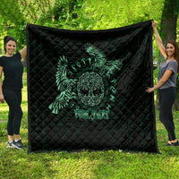 Personalized Odin's Celtic Raven Quilt Green Scandinavian Tattoo - Wonder Print Shop