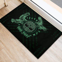 Personalized Odin's Celtic Raven Rubber Doormat Green Scandinavian Tattoo - Wonder Print Shop