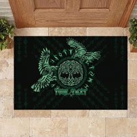 Personalized Odin's Celtic Raven Rubber Doormat Green Scandinavian Tattoo - Wonder Print Shop
