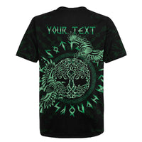 Personalized Odin's Celtic Raven Rugby Jersey Green Scandinavian Tattoo - Wonder Print Shop