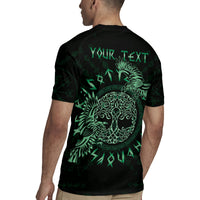 Personalized Odin's Celtic Raven Rugby Jersey Green Scandinavian Tattoo - Wonder Print Shop