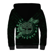 Personalized Odin's Celtic Raven Sherpa Hoodie Green Scandinavian Tattoo - Wonder Print Shop