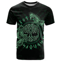 Personalized Odin's Celtic Raven T Shirt Green Scandinavian Tattoo - Wonder Print Shop