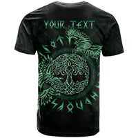 Personalized Odin's Celtic Raven T Shirt Green Scandinavian Tattoo - Wonder Print Shop