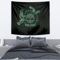 Personalized Odin's Celtic Raven Tapestry Green Scandinavian Tattoo - Wonder Print Shop