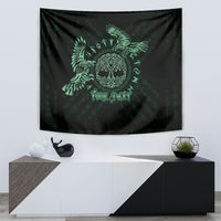 Personalized Odin's Celtic Raven Tapestry Green Scandinavian Tattoo - Wonder Print Shop