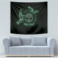 Personalized Odin's Celtic Raven Tapestry Green Scandinavian Tattoo - Wonder Print Shop