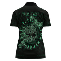 Personalized Odin's Celtic Raven Women Polo Shirt Green Scandinavian Tattoo - Wonder Print Shop