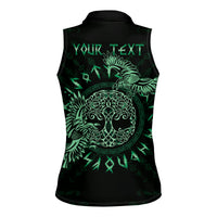 Personalized Odin's Celtic Raven Women Sleeveless Polo Shirt Green Scandinavian Tattoo - Wonder Print Shop