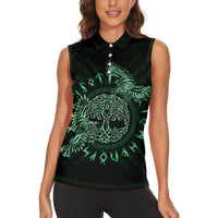 Personalized Odin's Celtic Raven Women Sleeveless Polo Shirt Green Scandinavian Tattoo - Wonder Print Shop