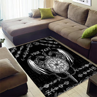 Personalized Viking Dragon Area Rug with Sword Black Scandinavian Tattoo LT9 - Wonder Print Shop