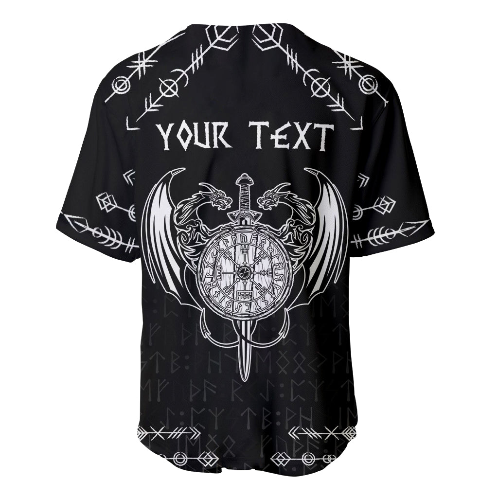 Personalized Viking Dragon Baseball Jersey with Sword Black Scandinavian Tattoo LT9 - Wonder Print Shop
