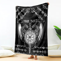 Personalized Viking Dragon Blanket with Sword Black Scandinavian Tattoo