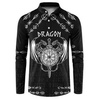 Personalized Viking Dragon Button Sweatshirt with Sword Black Scandinavian Tattoo LT9 - Wonder Print Shop