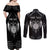 Personalized Viking Dragon Couples Matching Off Shoulder Maxi Dress and Long Sleeve Button Shirt with Sword Black Scandinavian Tattoo LT9 - Wonder Print Shop