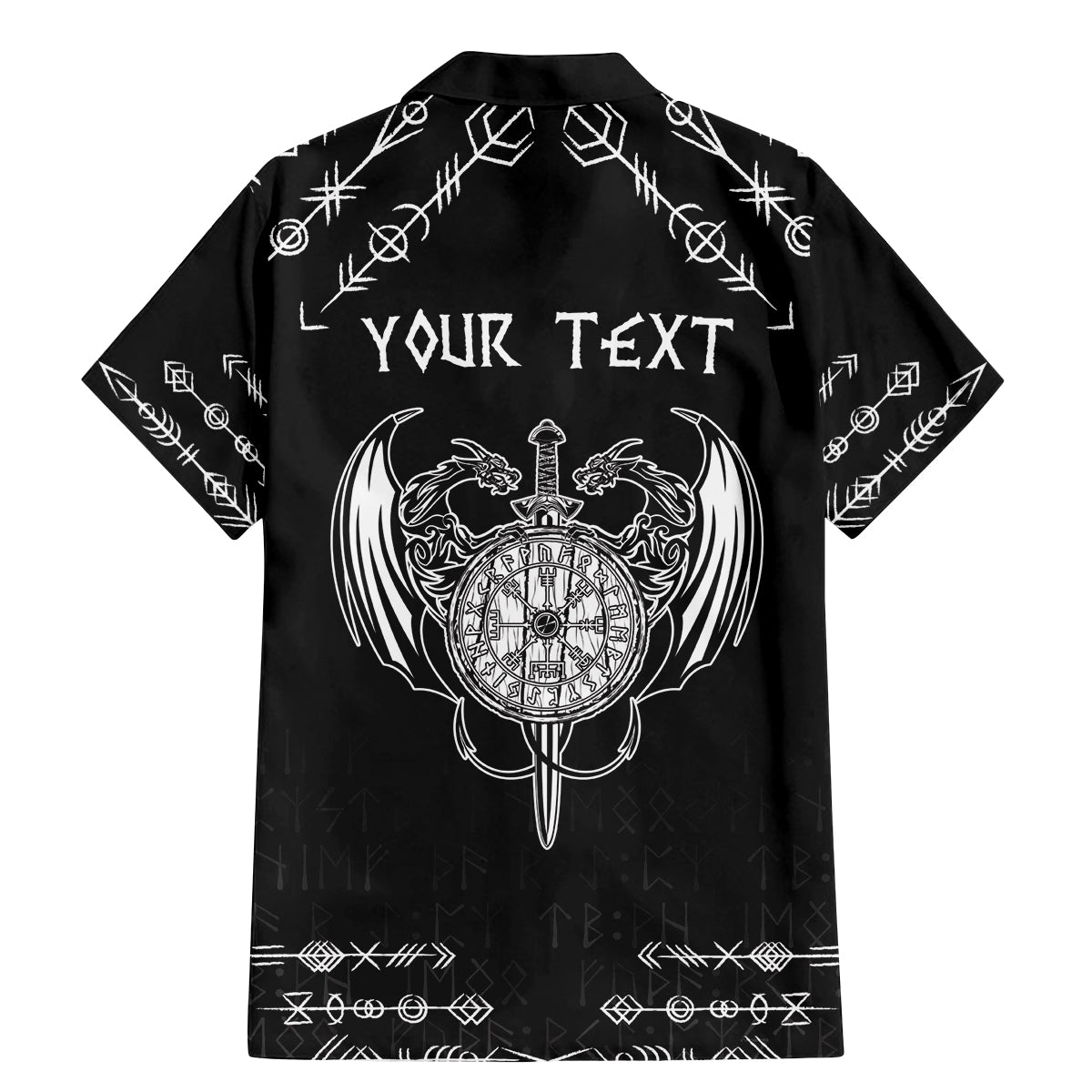 Personalized Viking Dragon Family Matching Mermaid Dress and Hawaiian Shirt with Sword Black Scandinavian Tattoo LT9 - Wonder Print Shop