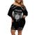 Personalized Viking Dragon Family Matching Off Shoulder Short Dress and Hawaiian Shirt with Sword Black Scandinavian Tattoo LT9 - Wonder Print Shop
