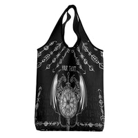 Personalized Viking Dragon Grocery Bag with Sword Black Scandinavian Tattoo