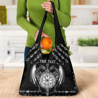 Personalized Viking Dragon Grocery Bag with Sword Black Scandinavian Tattoo