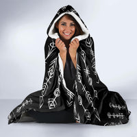Personalized Viking Dragon Hooded Blanket with Sword Black Scandinavian Tattoo