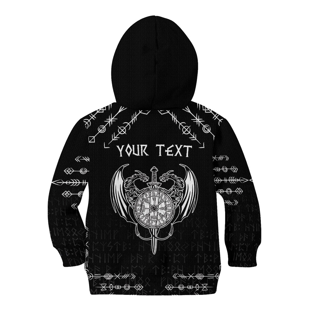 Personalized Viking Dragon Kid Hoodie with Sword Black Scandinavian Tattoo - Wonder Print Shop