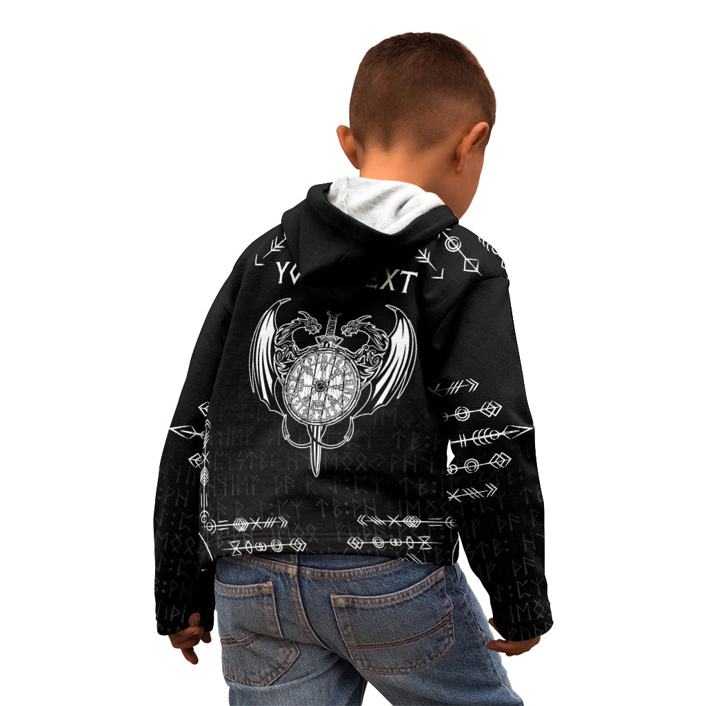 Personalized Viking Dragon Kid Hoodie with Sword Black Scandinavian Tattoo - Wonder Print Shop
