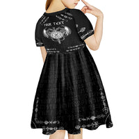 Personalized Viking Dragon Kid Short Sleeve Dress with Sword Black Scandinavian Tattoo - Wonder Print Shop