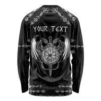 Personalized Viking Dragon Long Sleeve Shirt with Sword Black Scandinavian Tattoo - Wonder Print Shop
