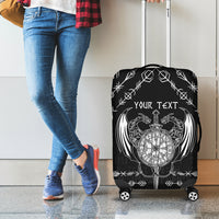 Personalized Viking Dragon Luggage Cover with Sword Black Scandinavian Tattoo - Wonder Print Shop