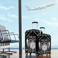 Personalized Viking Dragon Luggage Cover with Sword Black Scandinavian Tattoo - Wonder Print Shop