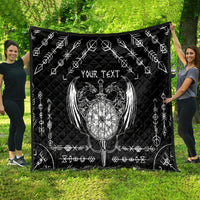 Personalized Viking Dragon Quilt with Sword Black Scandinavian Tattoo - Wonder Print Shop
