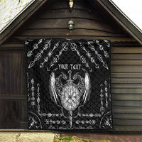 Personalized Viking Dragon Quilt with Sword Black Scandinavian Tattoo - Wonder Print Shop