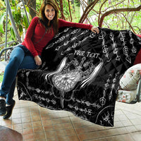 Personalized Viking Dragon Quilt with Sword Black Scandinavian Tattoo - Wonder Print Shop