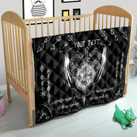Personalized Viking Dragon Quilt with Sword Black Scandinavian Tattoo - Wonder Print Shop